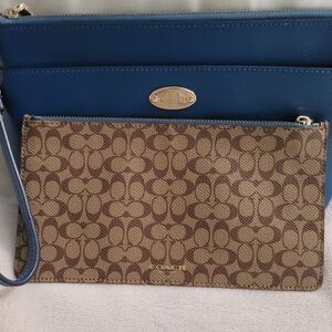Coach Blue and Brown Signature Crossbody Bag